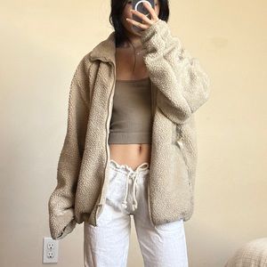 Brandy Melville Sherpa Teddy Zipper Jacket